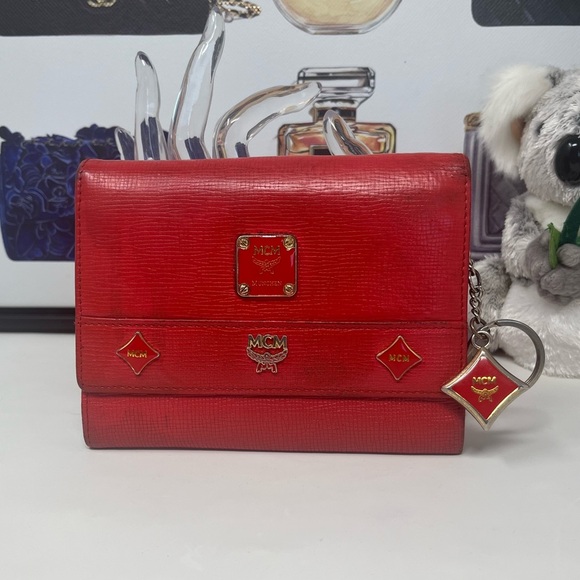 MCM Red Leather Wallets with Gold Accents - Picture 2 of 7